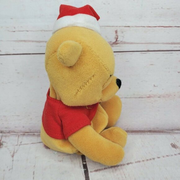 Christmas Winnie the Pooh 8" Plush Toy with Santa Hat – Holiday Bean Bag Collect - Picture 5 of 8